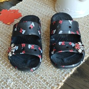 CROCS Black Sandals with Minnie Mouse Design